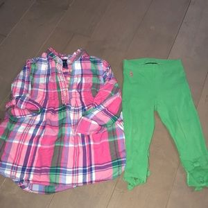 Ralph Lauren Plaid Top & Bow Leggings 2T